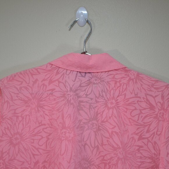 Susan Graver Womens Pink Floral Print Button Down Career Casual Pink Blouse - Picture 6 of 8